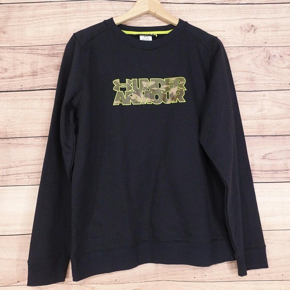 Under‎ Armour Sweatshirt Boys XL YXL Black ColdGear Pullover Loose Fit Camo Logo
